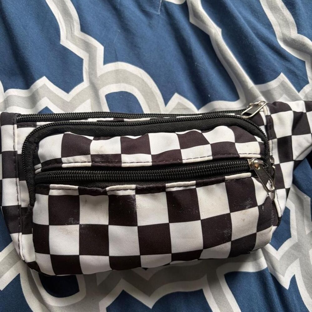 Black and White Plaid Fanny Pack